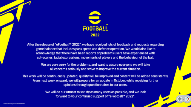 eFootball 2022: Konami apologizes for the deplorable release of the game