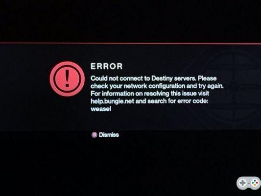 What is the Weasel Destiny 2 error code?