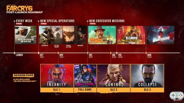 Far Cry 6: the roadmap for free DLC and Season Pass content detailed